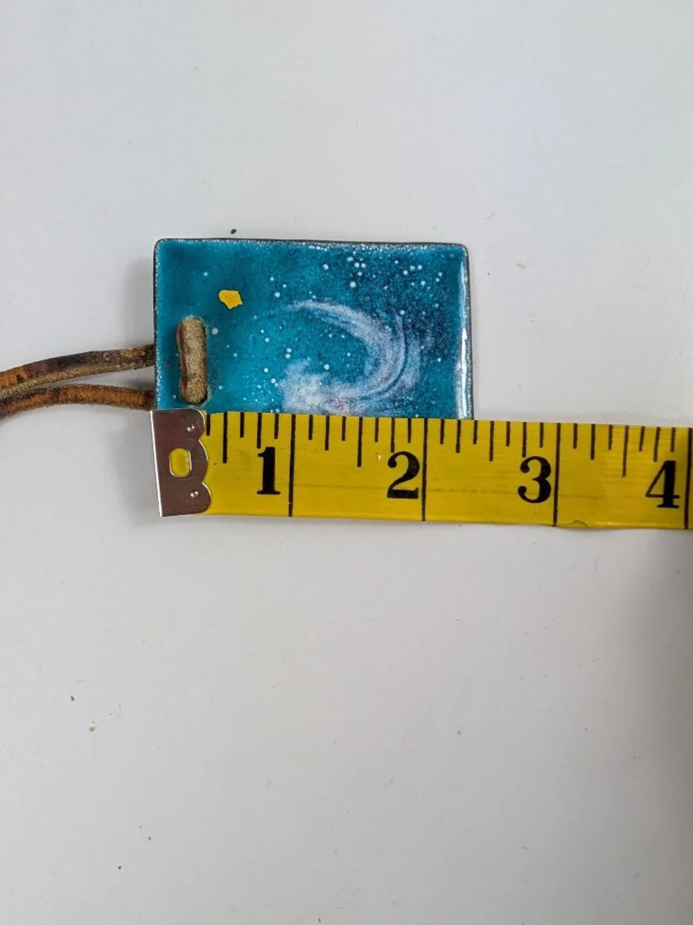 Vintage Artist Made Enamel Copper Pendant Necklace